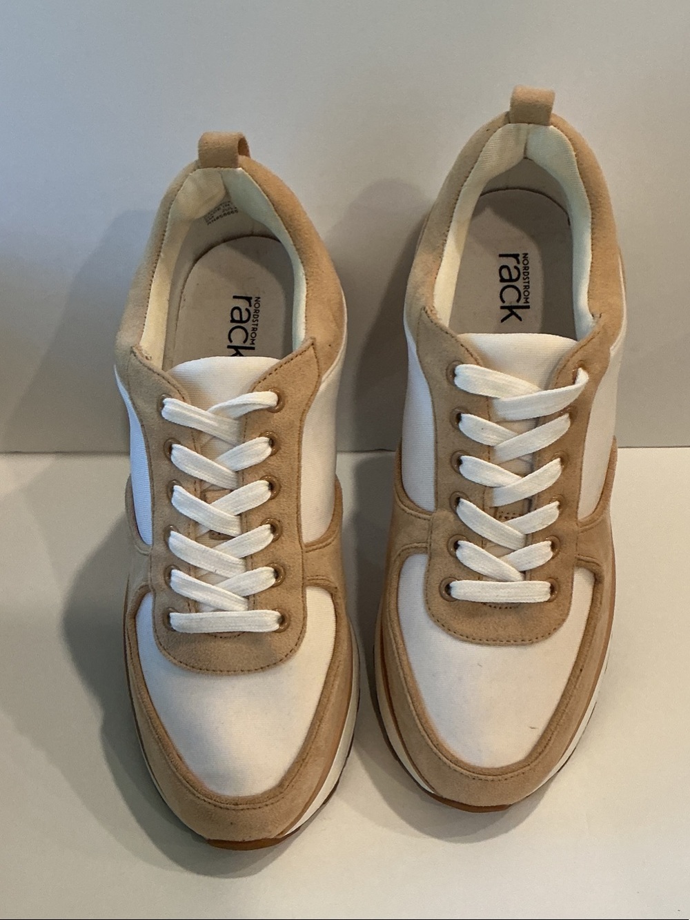 Nordstrom Rack “Aretha” Neutral Colorblock Retro Sneakers